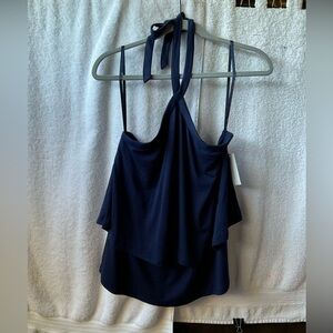 Soho Blue Asymmetrical Tie Front Camisole
